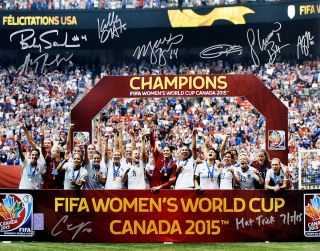 2015 Womens World Cup Signed Team Usa 16x20 - 8 Players Hat Trick 7/5/15 Tristar