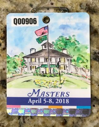 2018 Masters Augusta National Golf Club Ticket Badge Patrick Reed Wins