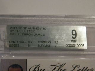 2011 - 12 SP Authentic - By The Letter - Autograph LeBron James 11/23 3