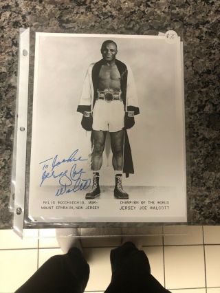 Jersey Joe Walcott Boxing Champ Hand Signed Autograph 8 X 10 Photo B&w