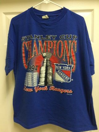 Vintage 1994 York Rangers Stanley Cup Finals Champions T - Shirt Xl Hockey Nhl