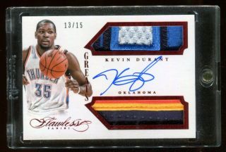 Kevin Durant 2013 - 14 Panini Flawless Greats Dual Logo Patch Auto Jersey 13/15