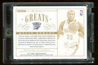 Kevin Durant 2013 - 14 Panini Flawless GREATS DUAL LOGO Patch Auto Jersey 13/15 2