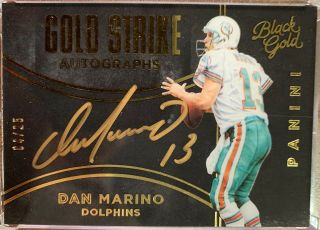 Dan Marino 2016 Panini Black Gold - Gold Ink Auto 4/25 - Miami Dolphins W/ Case