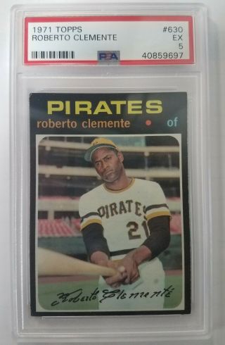1971 Topps Baseball Card 630 Roberto Clemente Pittsburgh Pirates Psa 5 Ex