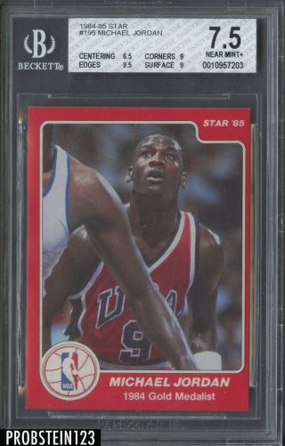 Michael Jordan 1984 - 85 Star Basketball 195 Rookie Rc Bgs 8.  5 Nr - Mt,  With 9.  5 Su