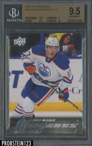 2015 - 16 Upper Deck Young Guns 201 Connor Mcdavid Oilers Rc Bgs 9.  5 W/ 10