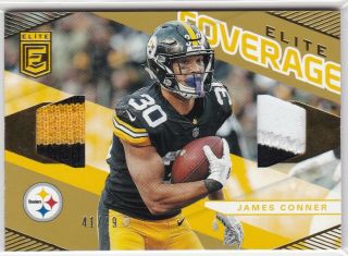 James Conner Pittsburgh Steelers 2019 Elite Coverage Gold Dual Jersey Patch /49