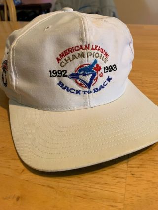 Vtg 90s 1992 1993 Snapback Toronto Blue Jays Hat Back To Back Al Champions