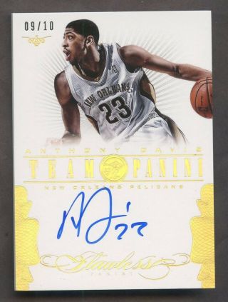 2013 - 14 Panini Flawless Gold Anthony David Signed Auto 9/10 Pelicans