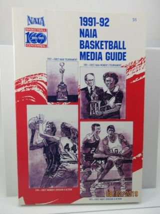 Naia 1991 - 92 College Basketball Media Guide 192 Pages