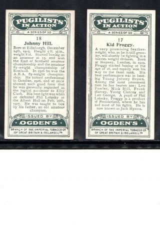 1928 BOXING CIGARETTE CARDS,  JOHNNY HILL AND KID FROGGY,  EX.  - 2