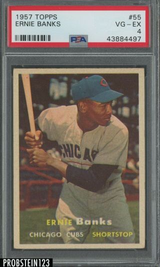 1957 Topps 55 Ernie Banks Chicago Cubs Hof Psa 4 Vg - Ex