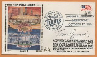 Tom Brunansky 1987 World Series Signed Gateway Stamp Envelope Twins Postmark