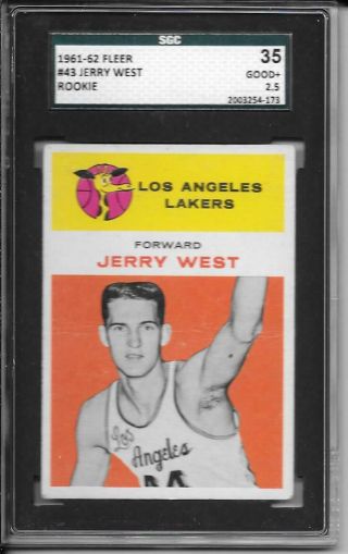 Jerry West 1961 - 62 Fleer Rookie Sgc 2.  5 Very Nicley Centered Won 