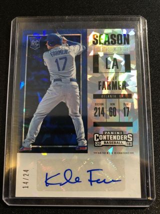 2018 Chronicles Contenders Cracked Ice Rc Rookie Auto Kyle Farmer Dodgers /24