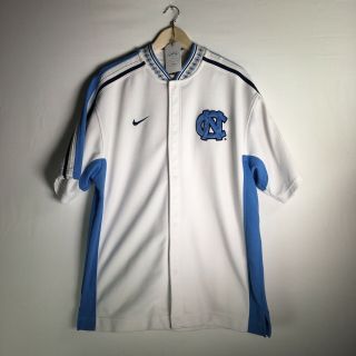 Nike Team Sports Men’s White Unc S/s Basketball Warmup Jersey Snap Front Size L