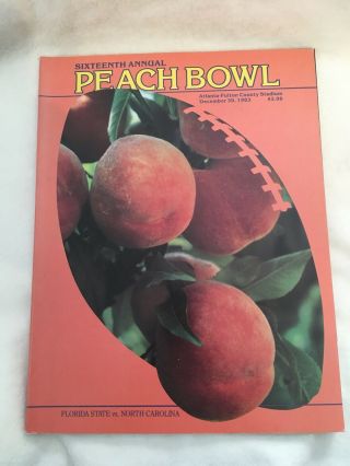 1983 Peach Bowl Game Florida State Vs.  North Carolina Tar Heels Game Program