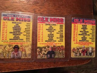 1996 - 1998 University Of Mississippi Ole Miss Rebels Football Pocket Schedules
