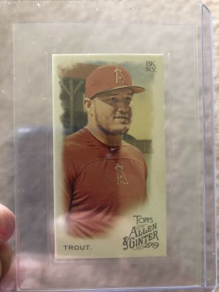 2019 Topps Allen & Ginter Mike Trout Mini Rip Card Ext Extended Ssp 383 Angels