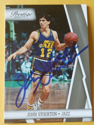 John Stockton Utah Jazz Autograph Nba Basketball Hand Signed Auto Card Hof Usa