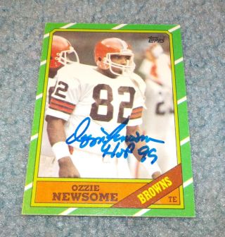Cleveland Browns Ozzie Newsome Signed Autographed 1986 Topps Card Hof 1999