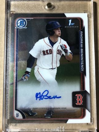 2015 Bowman Chrome Andrew Benintendi Rc Auto On Card Red Sox Hot