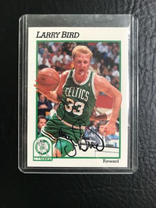 1991 Nba Hoops Larry Bird Autographed Card Boston Celtics Great Hof