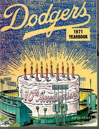 1971 Los Angeles Dodgers Yearbook 56 Pp Alston 10th Anniversary Dodger Stadium