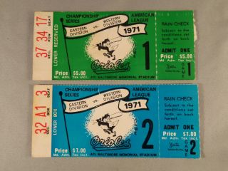 Vintage 1971 Baltimore Orioles American League Division Playoff Games 1&2