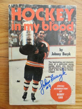 Boston Bruins Johnny Bucyk Signed Hockey In My Blood 1972 Soft Cover Book