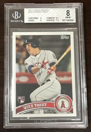 2011 Topps Update Mike Trout Rookie Bgs 8 (9,  9.  5,  8,  7.  5) Nm - Mt Rc Us175