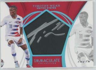 Timothy Weah 2018 - 19 Immaculate Platinum 1/1 Soccer Swatch Auto Relic Usa Zch