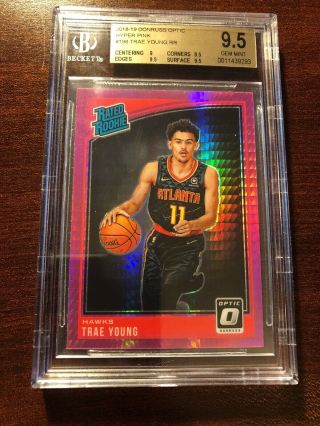 2018 - 19 Trae Young Donruss Optic Hyper Pink Rated Rookie Rc Bgs 9.  5 Gem