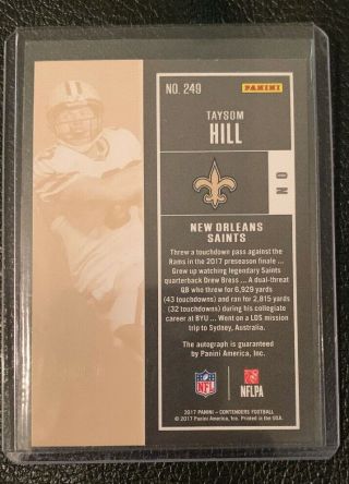 2017 Contenders Taysom Hill Auto RC Saints Rookie Ticket Autographed Card 2