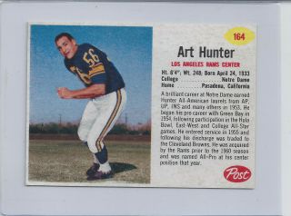 1962 Post Cereal Football 164 Art Hunter Los Angeles Rams