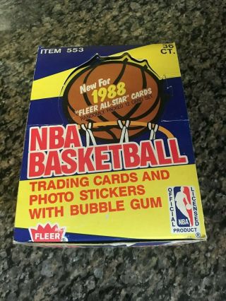 1988 Fleer Basketball Empty Display 36 Wax Pack Box