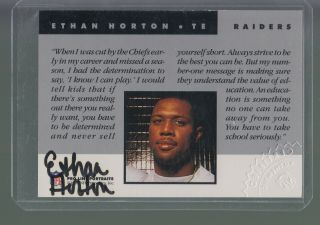 1992 Pro Line Portraits Certified Authentic Autograph Auto Ethan Horton Raiders
