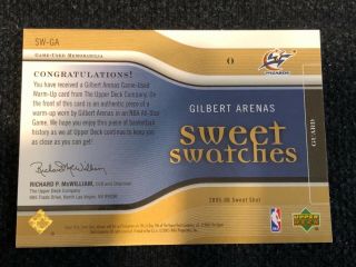 2005 - 06 UD Sweet Shot Sweet Swatch Gold /50 Gilbert Arenas,  Keyon Dooling /50 3
