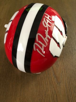 WI Badgers RON DAYNE 33 Signed Schutt RED Mini Helmet AUTO w/ ' 99 Heisman - 2