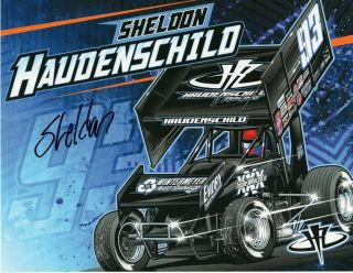 Sheldon Haudenschild Autographed World Of Outlaws Sprint Car 8 1/2 X 11 Postcard