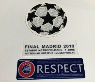 Champion League Tottenham Hotspur Final Madrid 2019 Patch Printing Set Respect