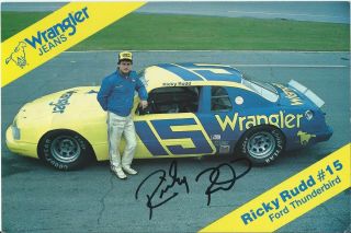 Signed 1984 Ricky Rudd 15 Nascar Winston Cup Series " Wrangler " Postcard