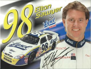 Signed 2000 Elton Sawyer 98 Nascar Busch Series " Lysol Racing " Postcard