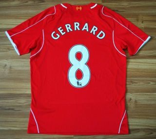 Size L Liverpool 2014 - 2015 Home Football Shirt Jersey Camiseta 8 Gerrard Large