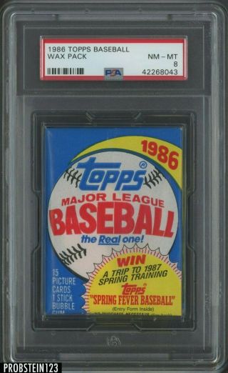 1986 Topps Baseball Wax Pack Psa 8 Nm - Mt
