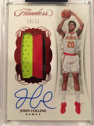 2017 - 18 Flawless John Collins Ruby Rpa 3 Clr Patch On Card Auto 14/15 Rc Hawks