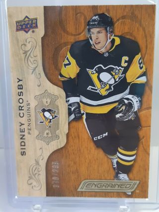 2018 - 19 Ud Engrained Base Faux Wood Sidney Crosby Pittsburgh Penguins 079/299