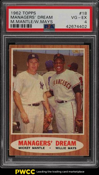 1962 Topps Mickey Mantle & Willie Mays Managers 