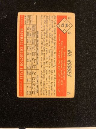 1953 Bowman Color Gil Hodges 92 - Dodgers - Gd - Vg Key Card Classic 2